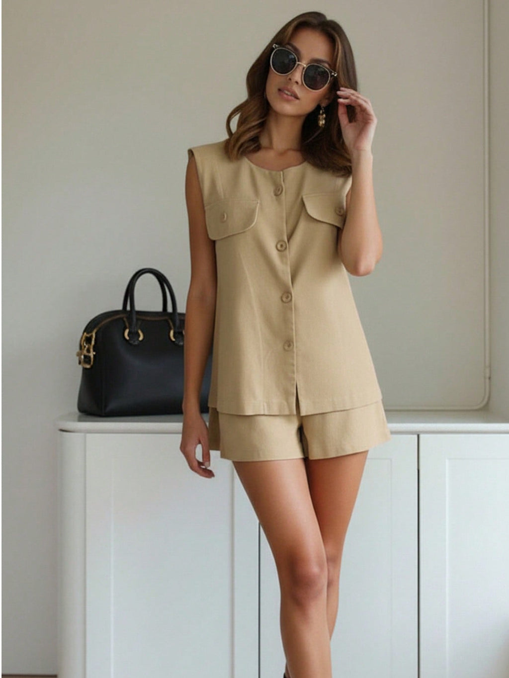 Set de Short Liso de Lino