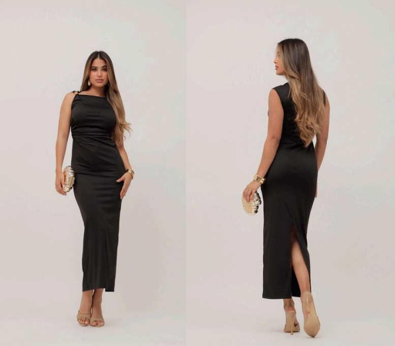 Vestido largo ajustado de licra