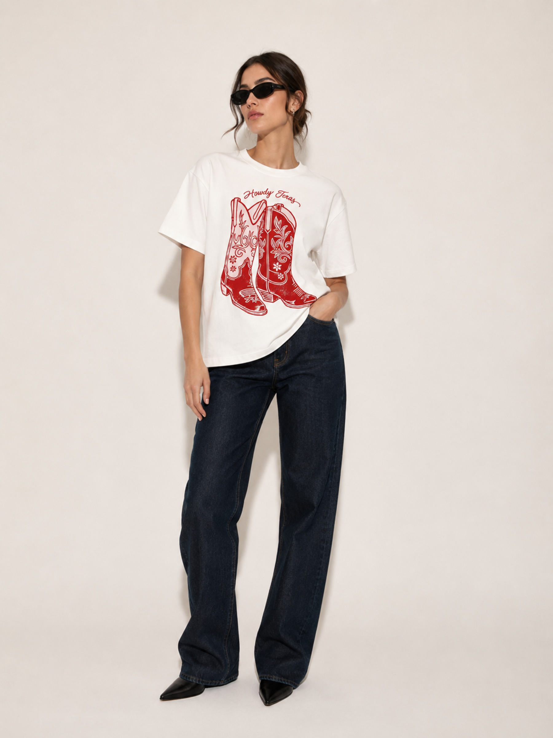 T-Shirt de corte oversized con cuello redondo