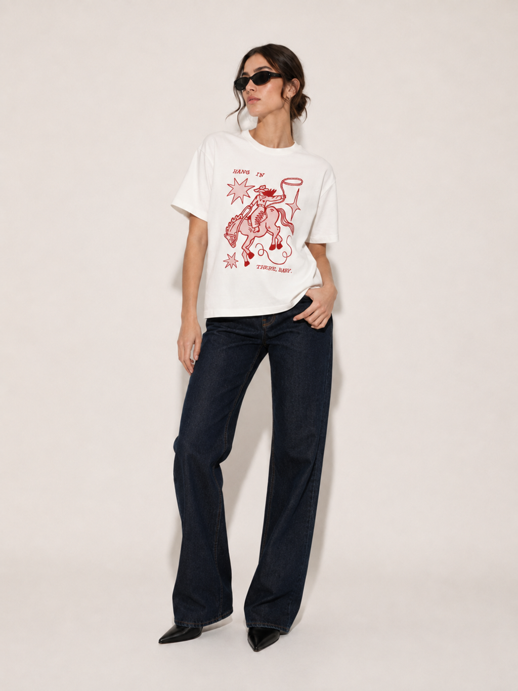 T-Shirt de corte oversized con cuello redondo