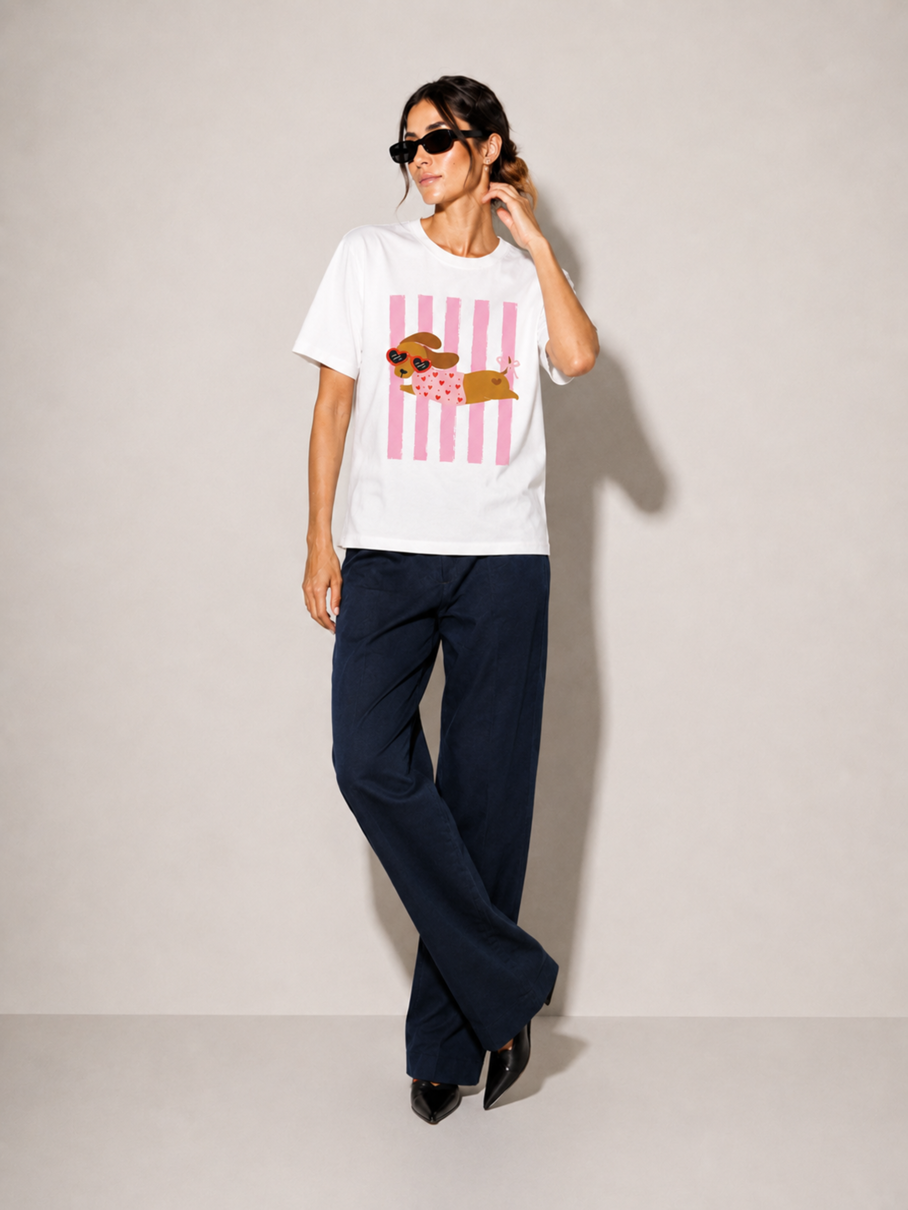 T-Shirt de corte oversized con cuello redondo