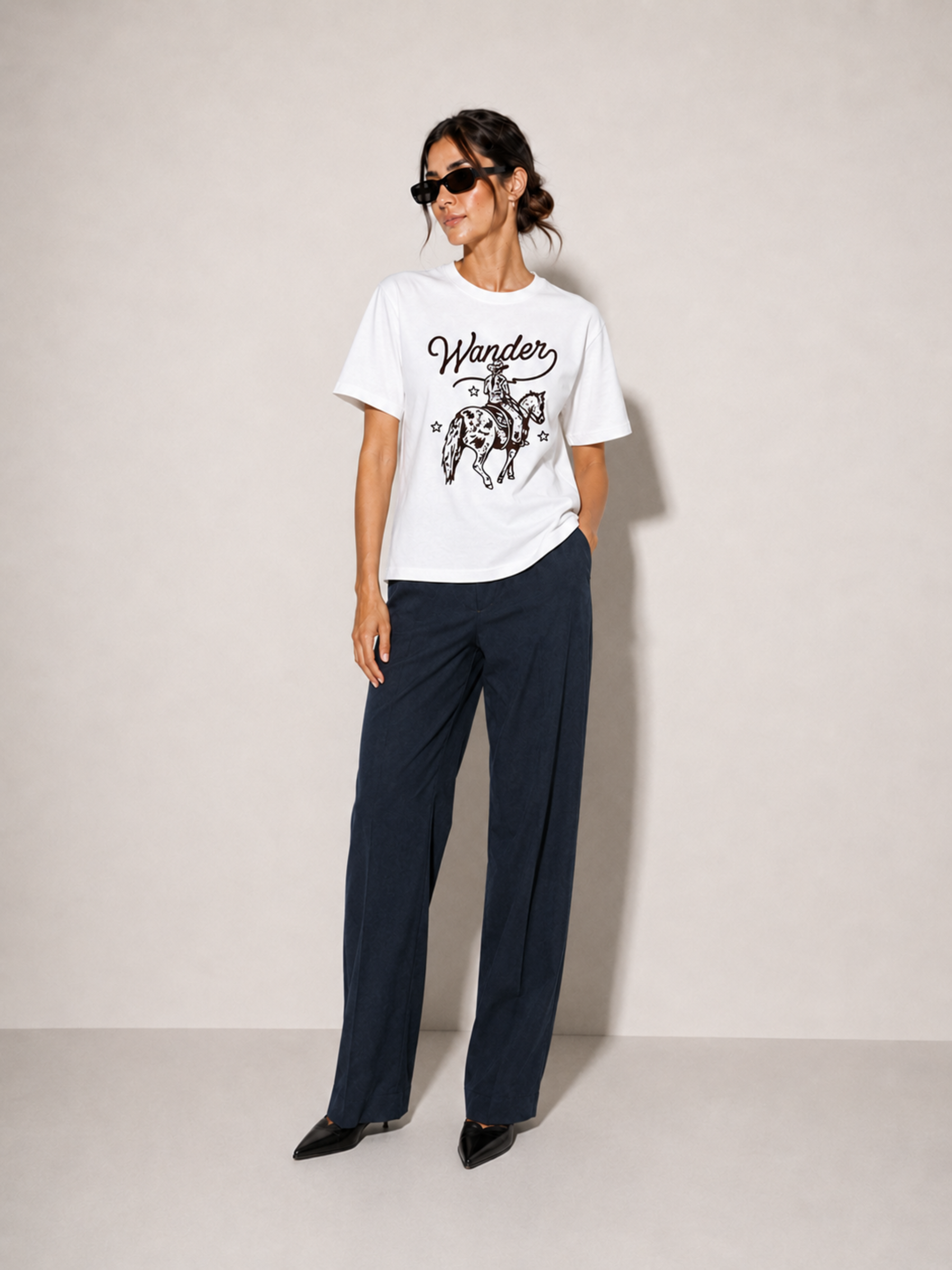 T-Shirt de corte oversized con cuello redondo