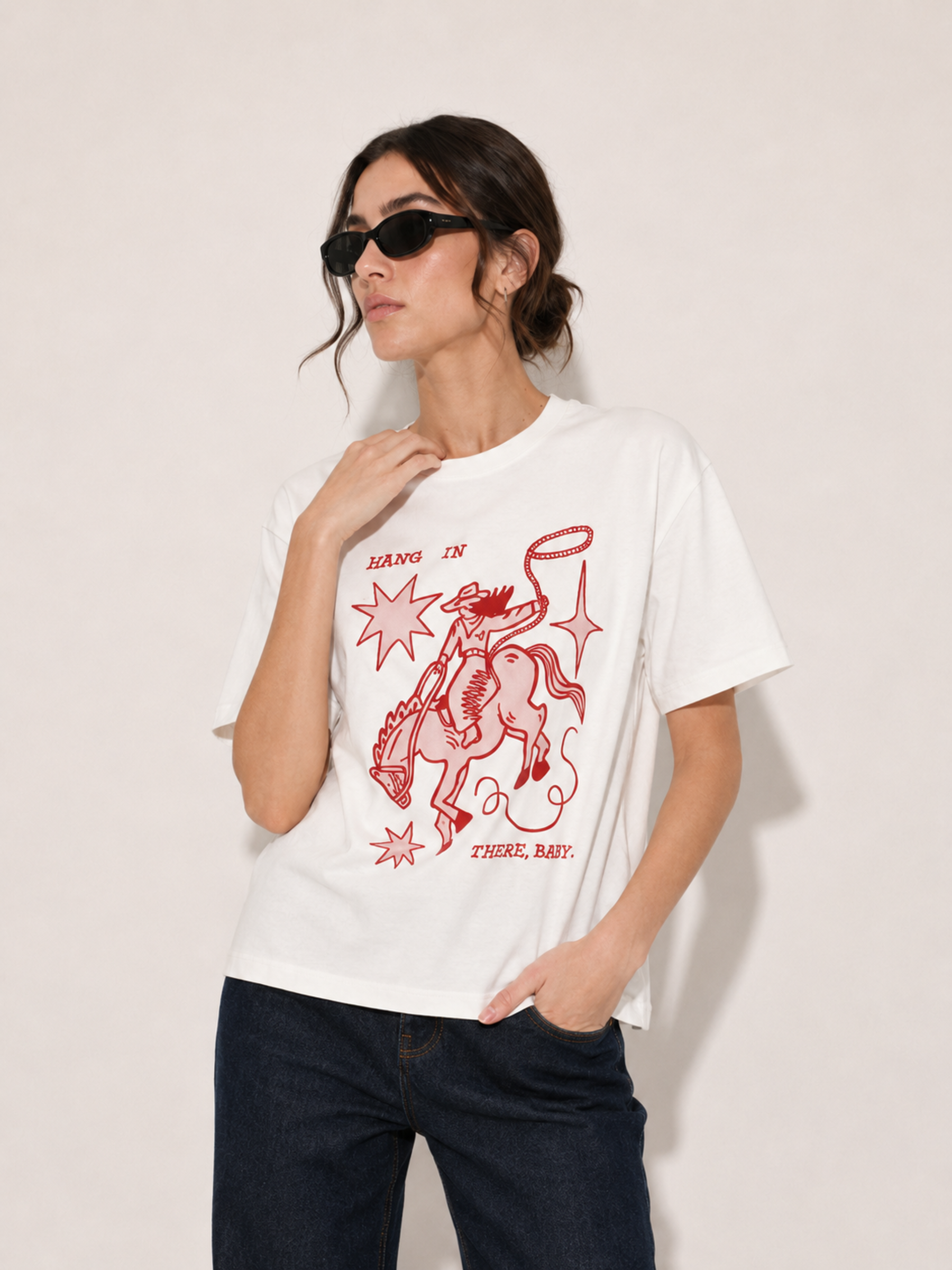 T-Shirt de corte oversized con cuello redondo