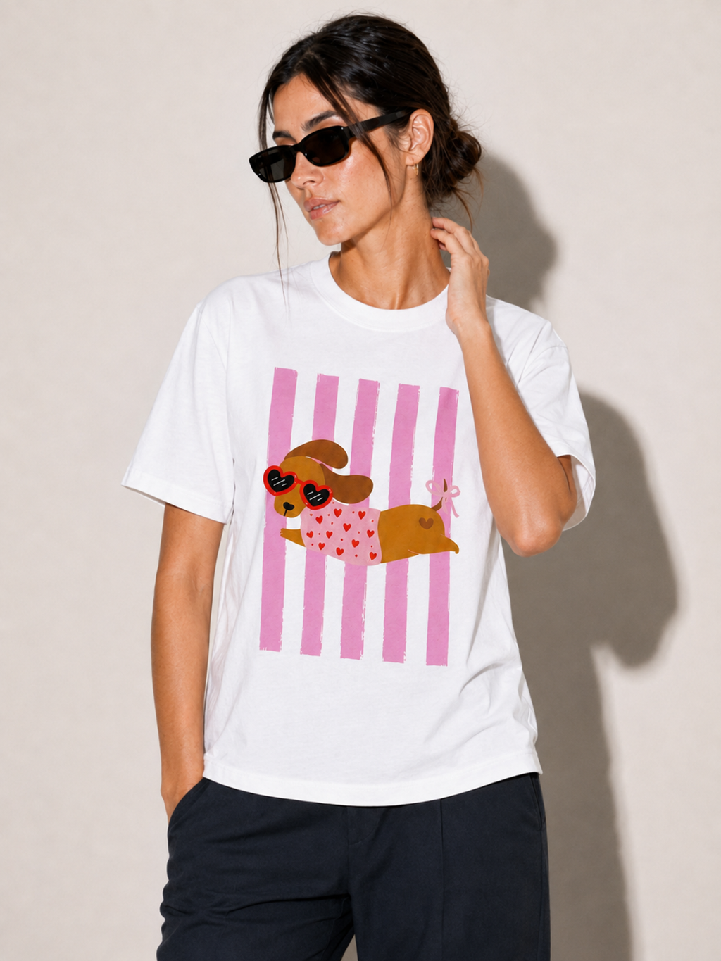 T-Shirt de corte oversized con cuello redondo