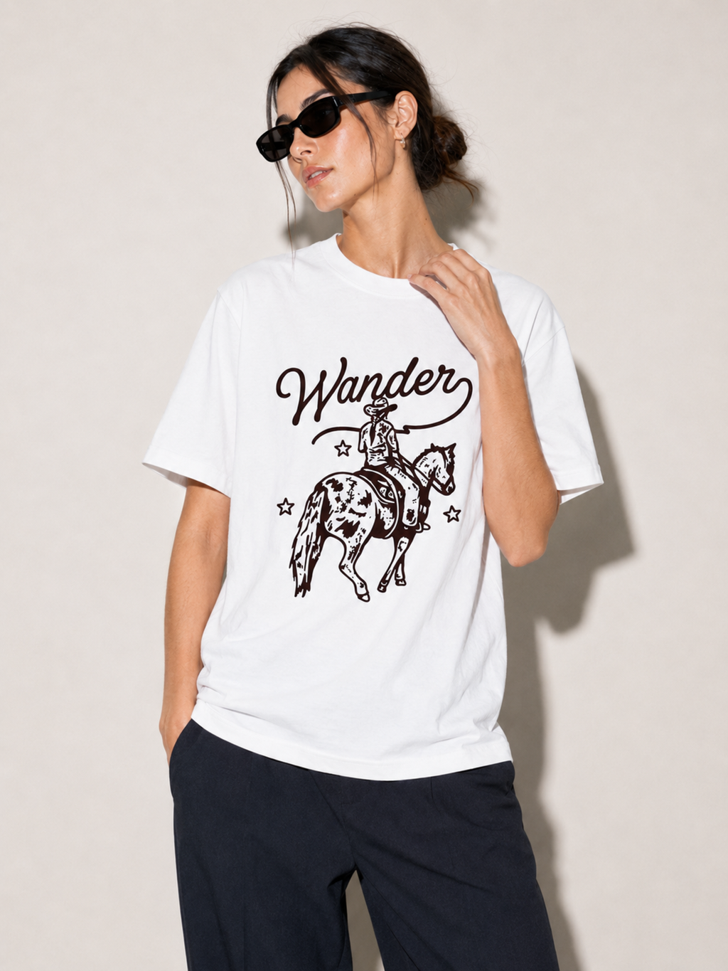 T-Shirt de corte oversized con cuello redondo