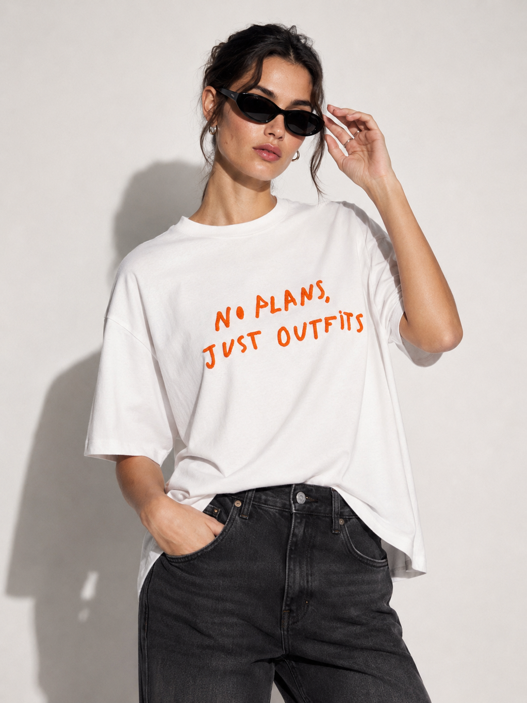 T-Shirt de corte oversized con cuello redondo