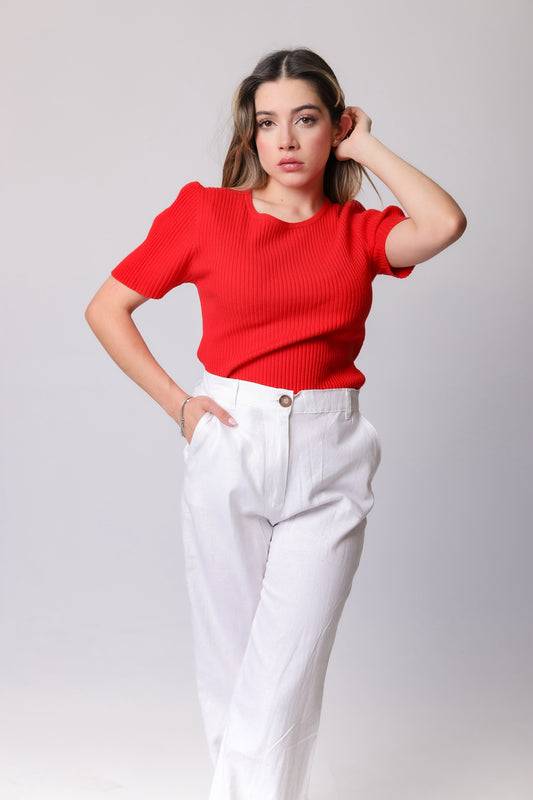 Blusa de punto acanalado