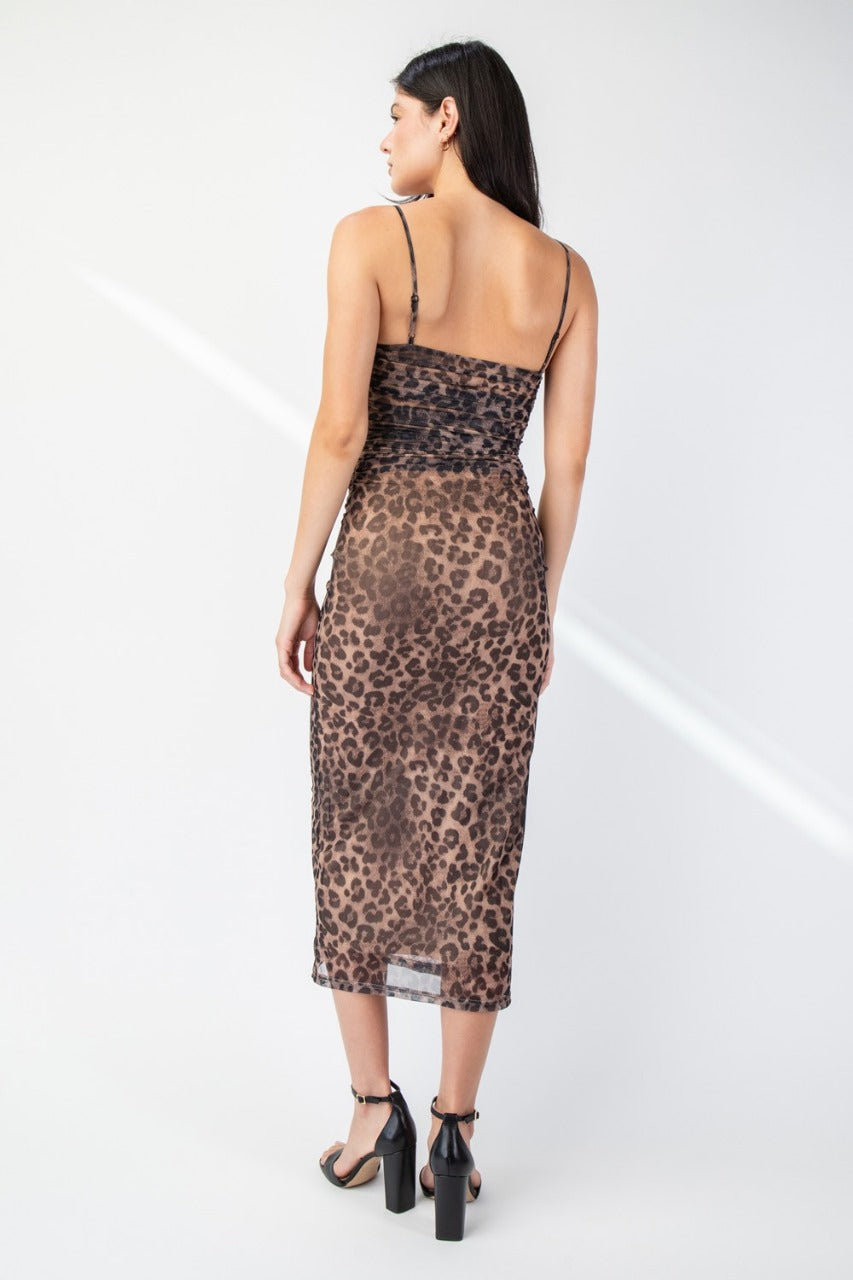 Vestido Midi de Tirantes Estampado Animal Print para Mujer