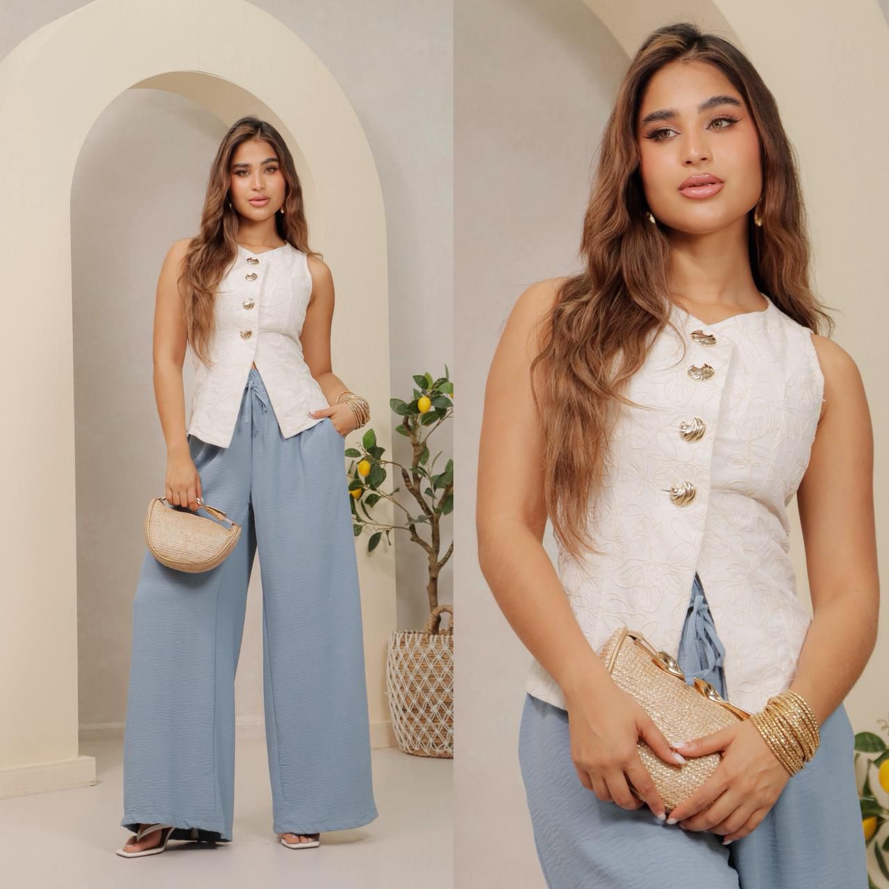 Blusa de lino con detalles bordados