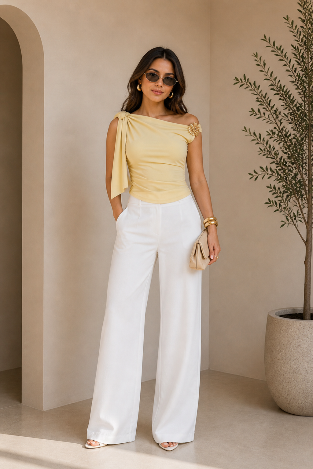 Blusa straple asimétrica de licra
