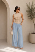 Blusa sin mangas con fruncido lateral