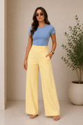 Pantalón de corte recto con pretina elástica