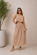 Set de blusa halter y falda larga fluida