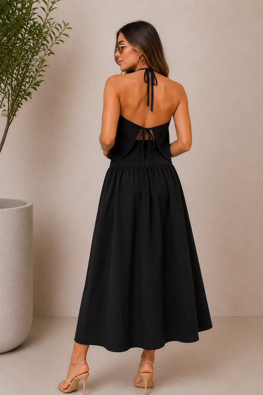 Set de blusa halter y falda larga fluida