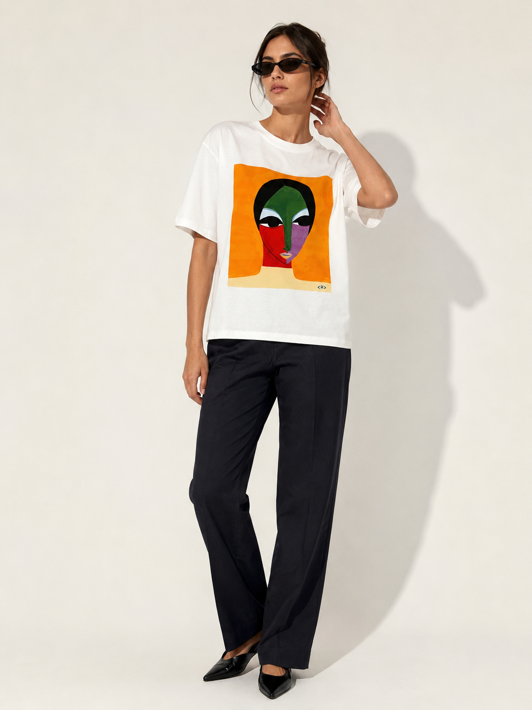 T-Shirt de corte oversized con cuello redondo
