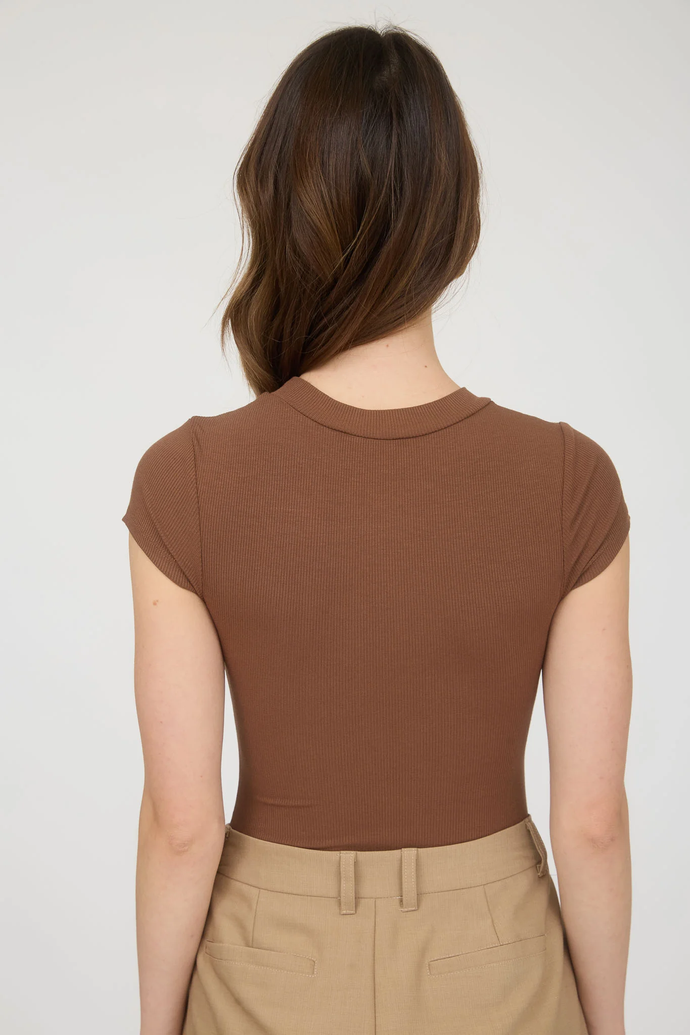 Pantiblusa básica de canalé manga corta