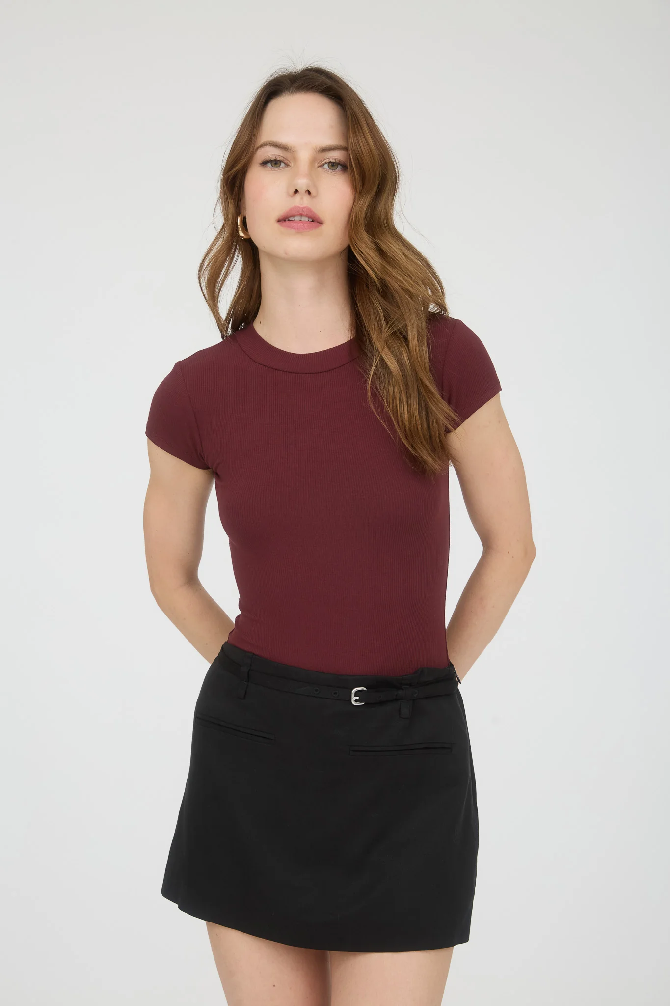 Pantiblusa básica de canalé manga corta