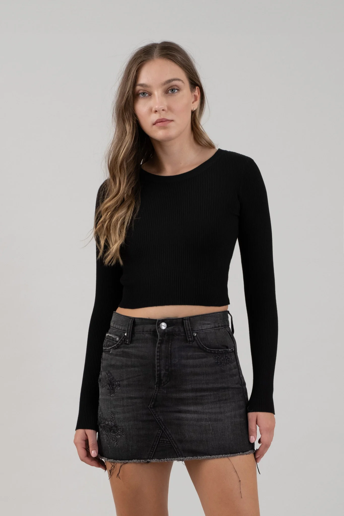 Blusa Crop de Punto Canalé