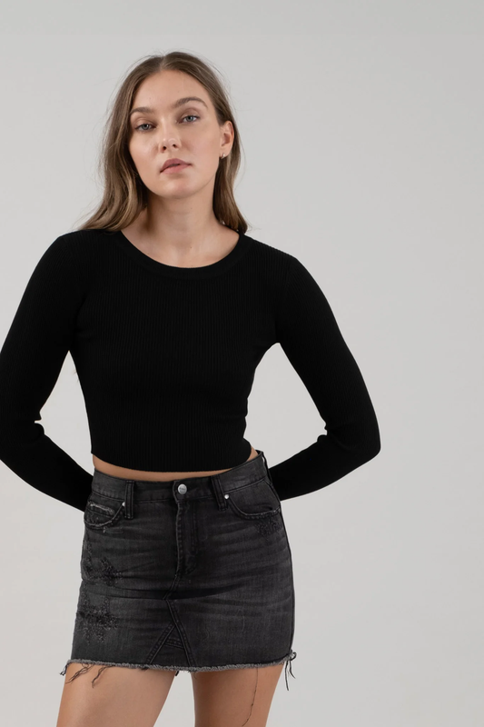 Blusa Crop de Punto Canalé