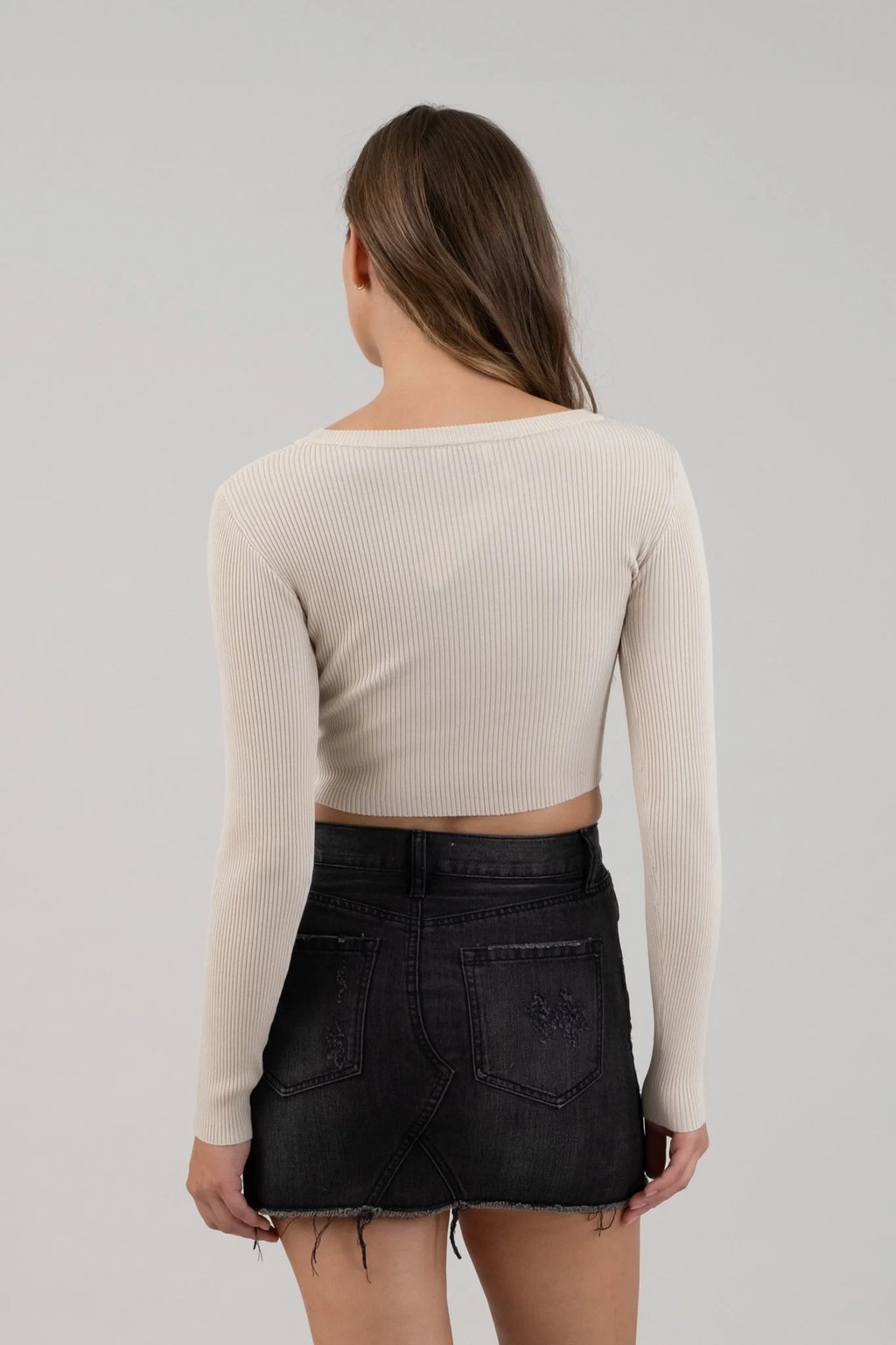 Blusa Crop de Punto Canalé