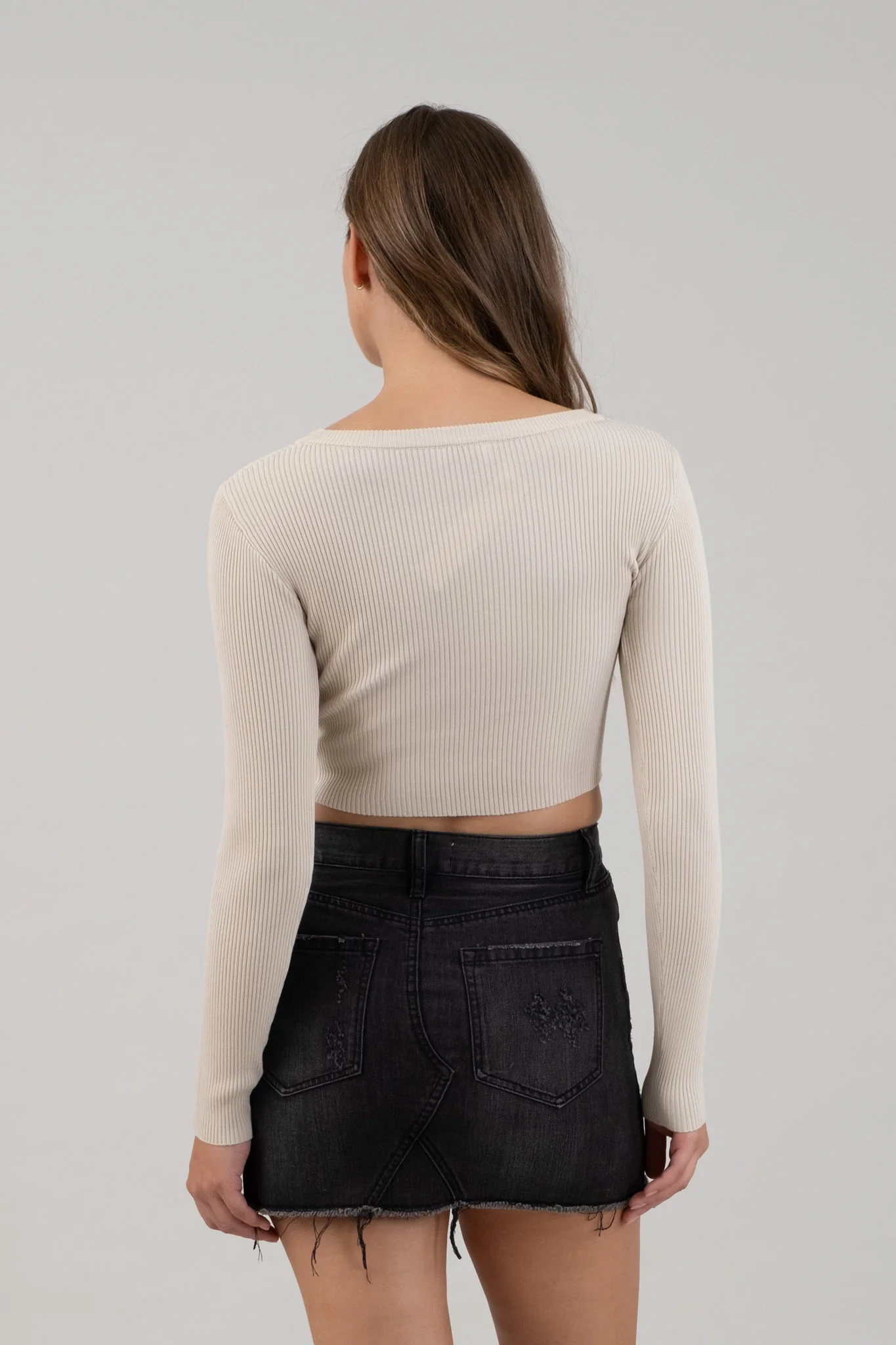 Blusa Crop de Punto Canalé