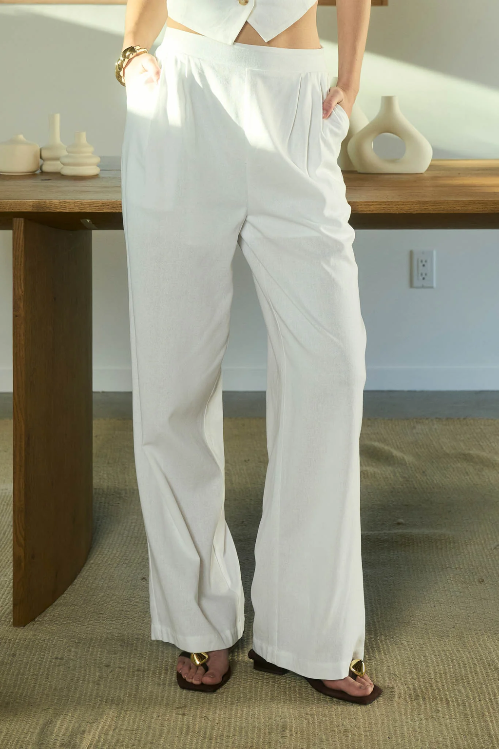 Pantalón palazzo tiro alto estilo formal