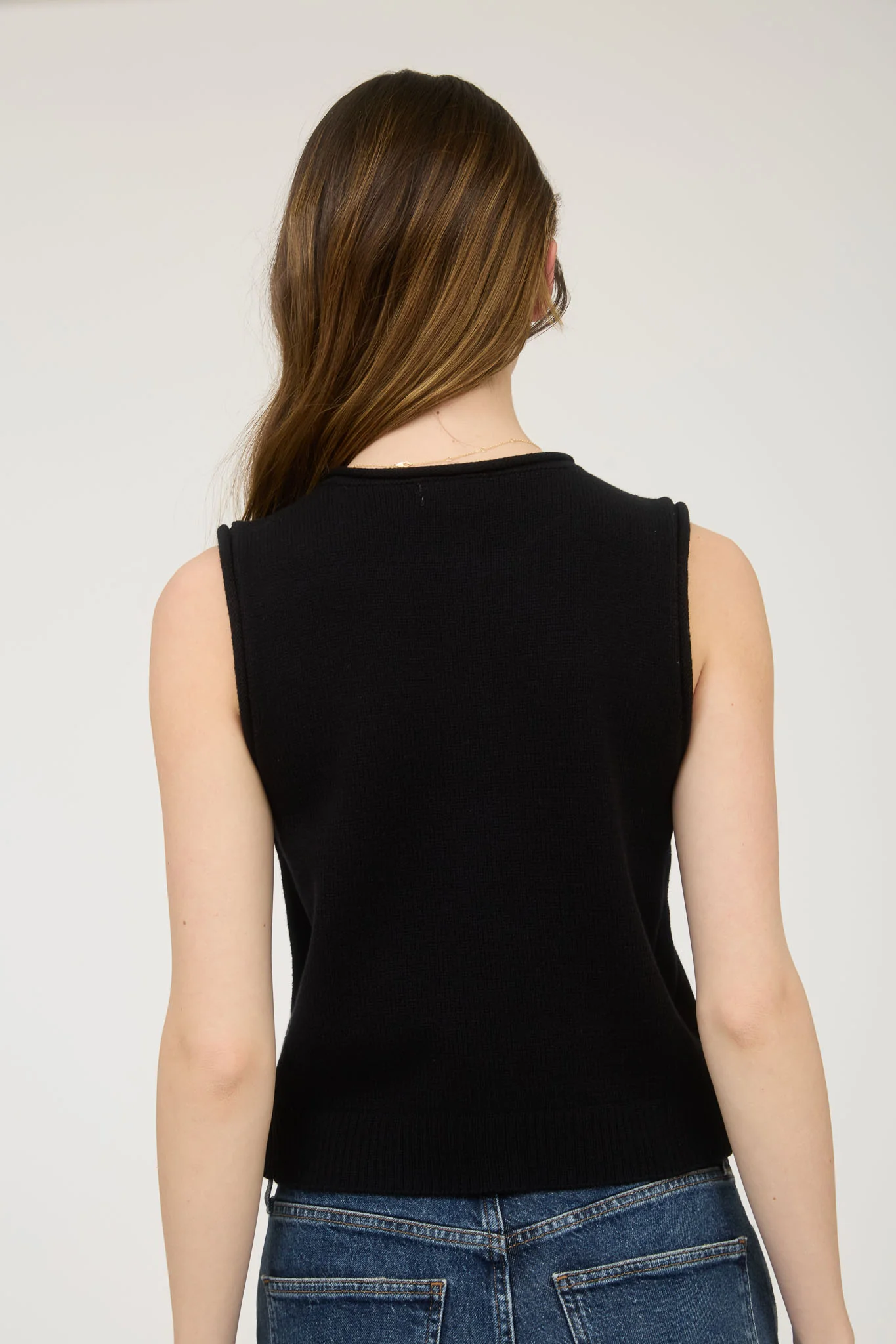 Blusa sin mangas con botones frontales estilo casual tejido