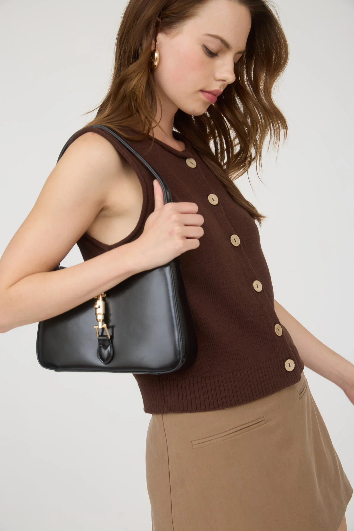 Blusa sin mangas con botones frontales estilo casual tejido