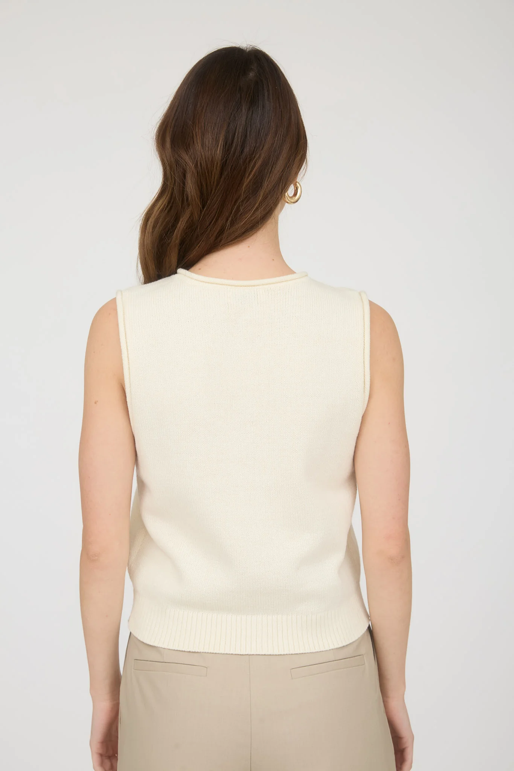 Blusa sin mangas con botones frontales estilo casual tejido