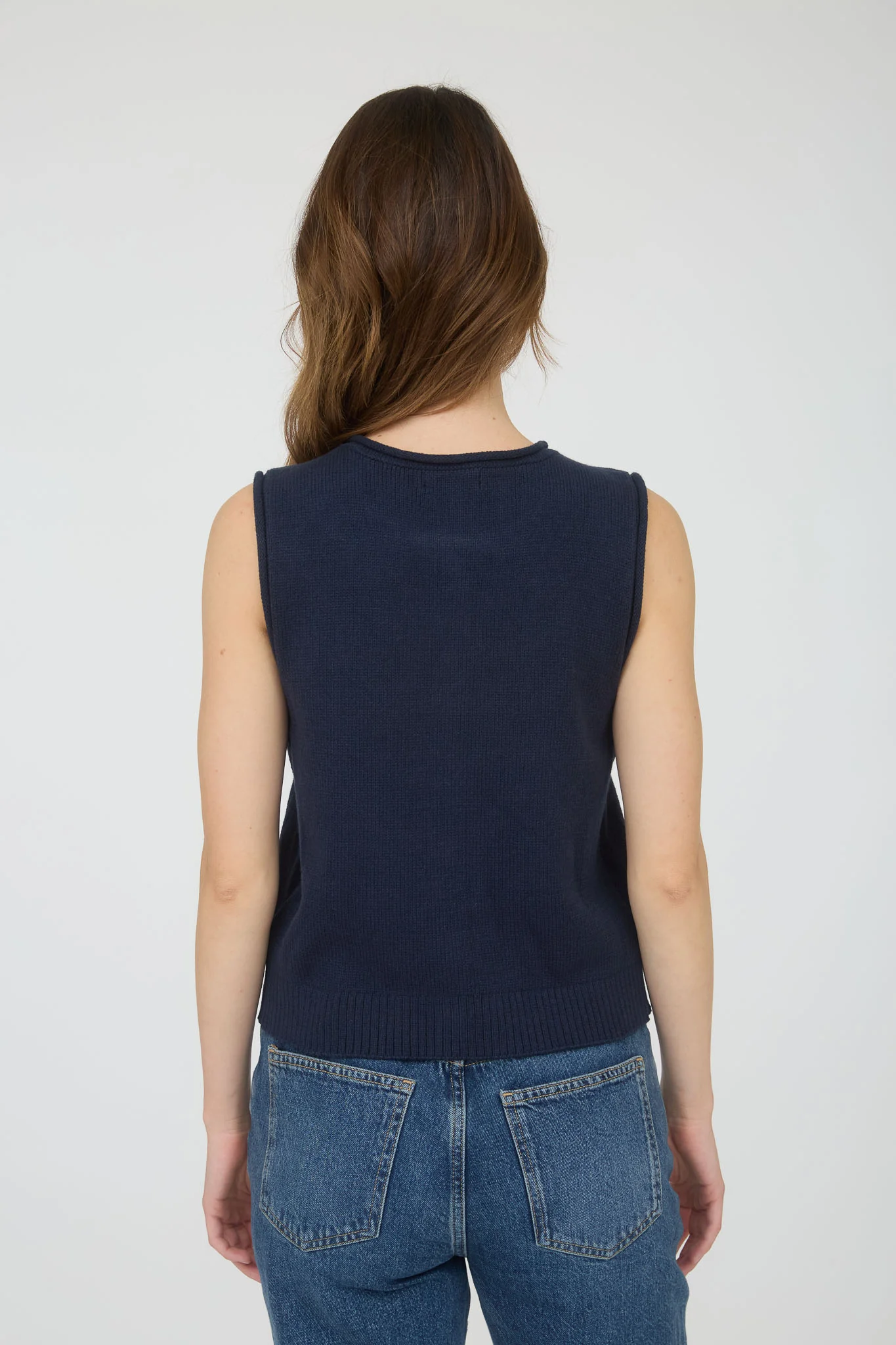 Blusa sin mangas con botones frontales estilo casual tejido