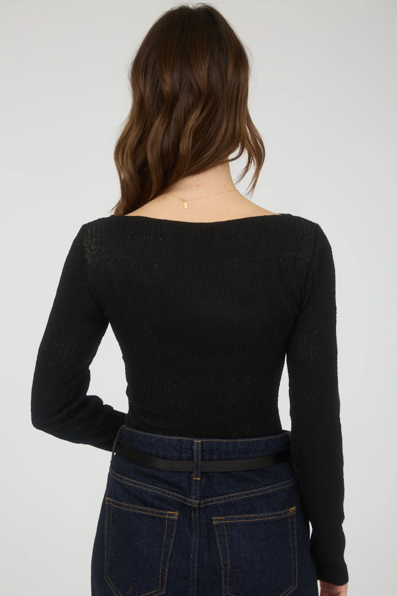 Blusa manga larga ajustada estilo canalé