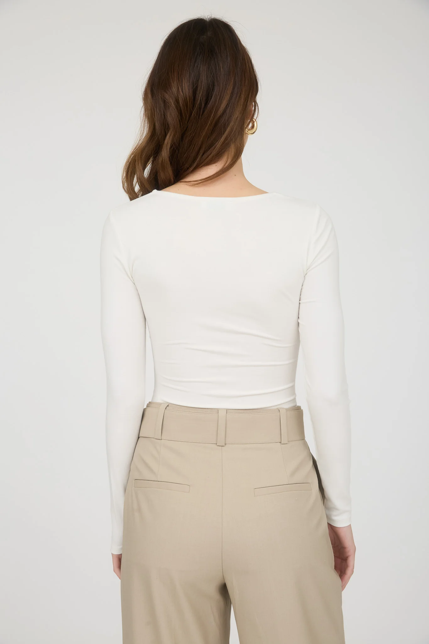 Blusa manga larga escote cuadrado ajustada mujer casual