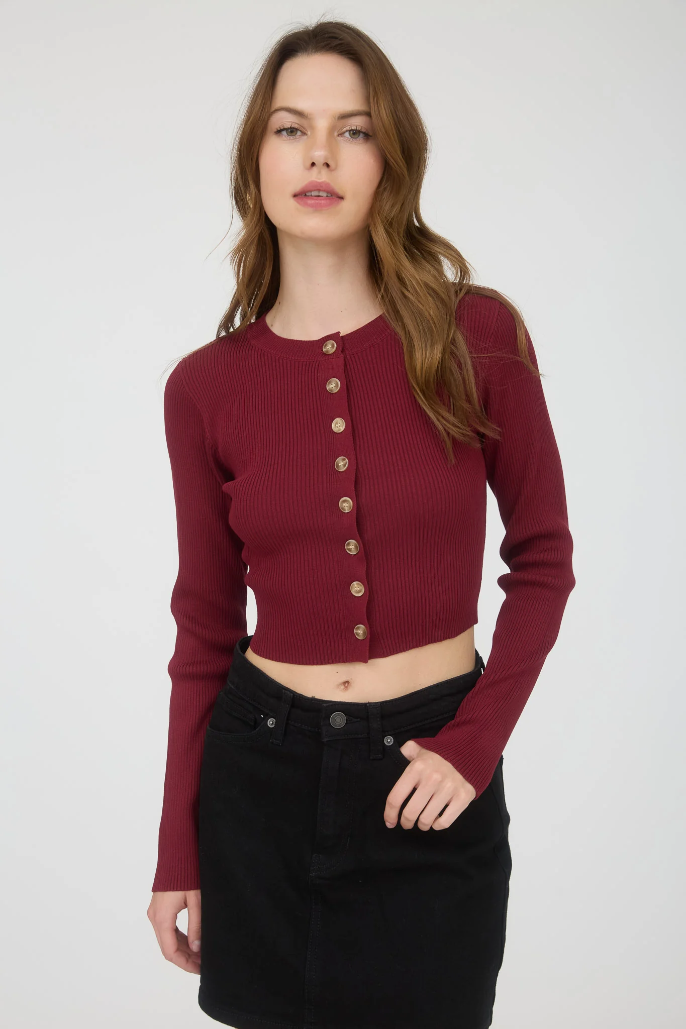 Blusa manga larga corte ajustado con botones