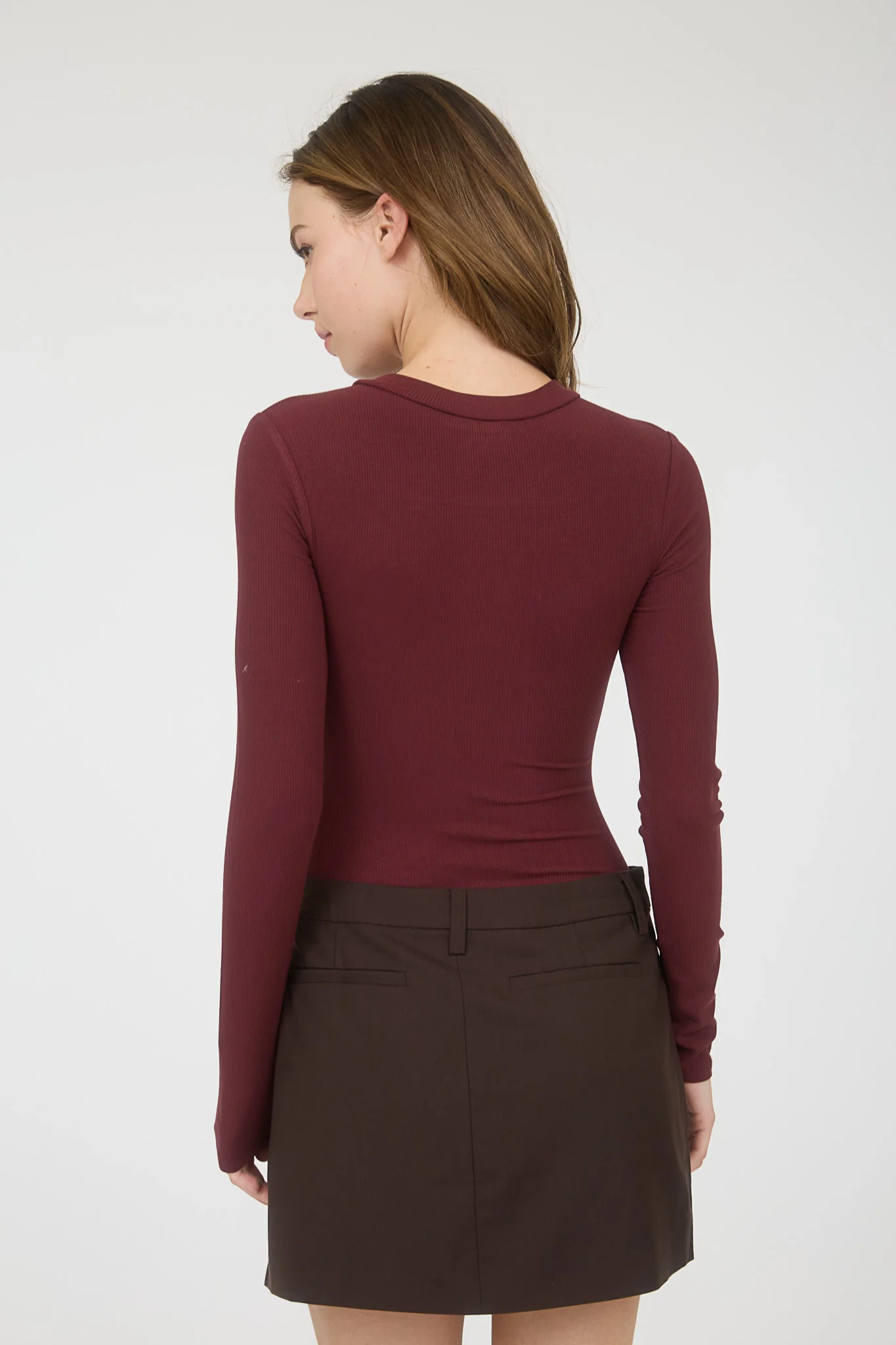 Pantiblusa manga larga tipo canalé ajustada